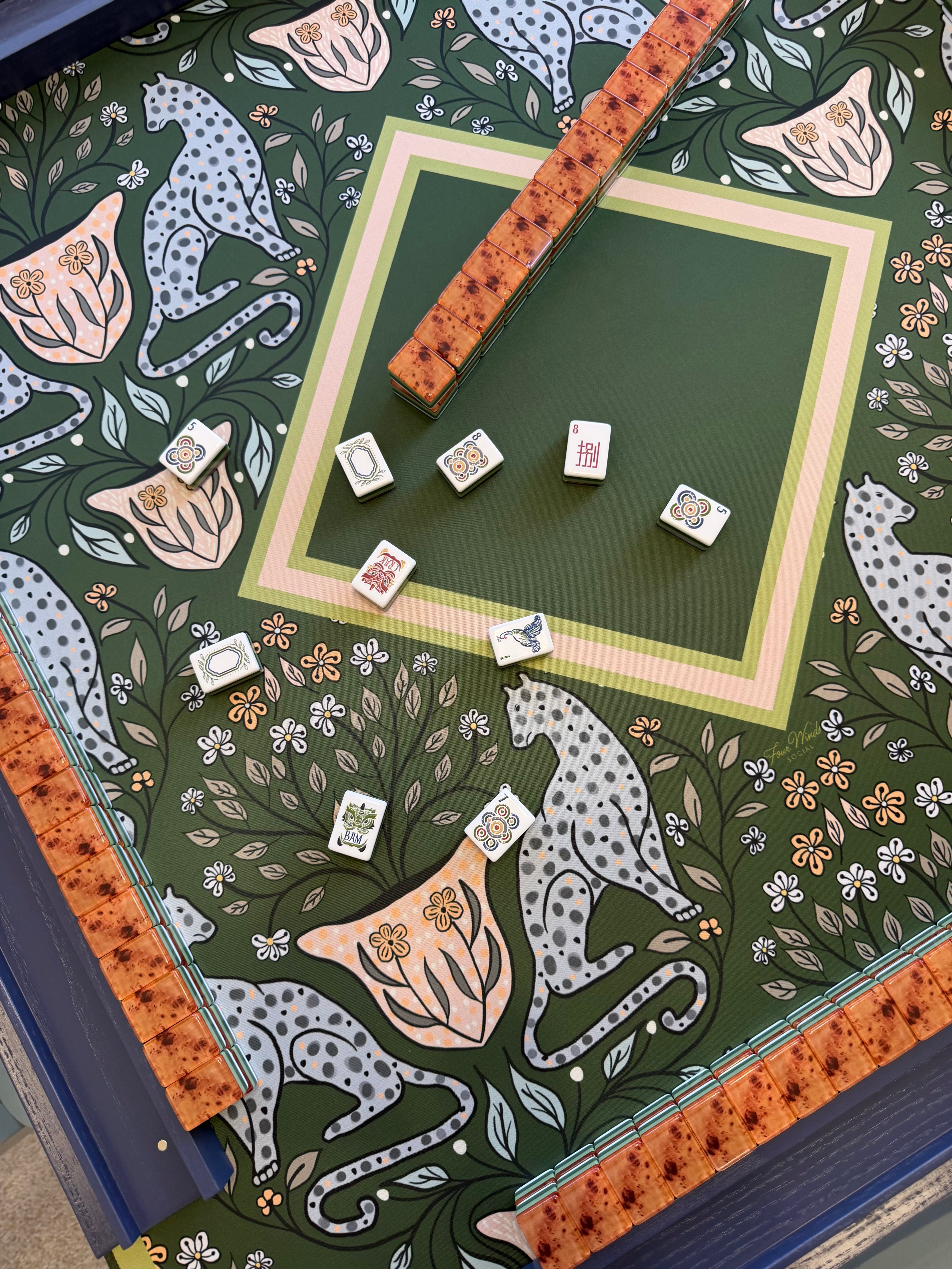Olive Spotted Double Mahjong Mat
